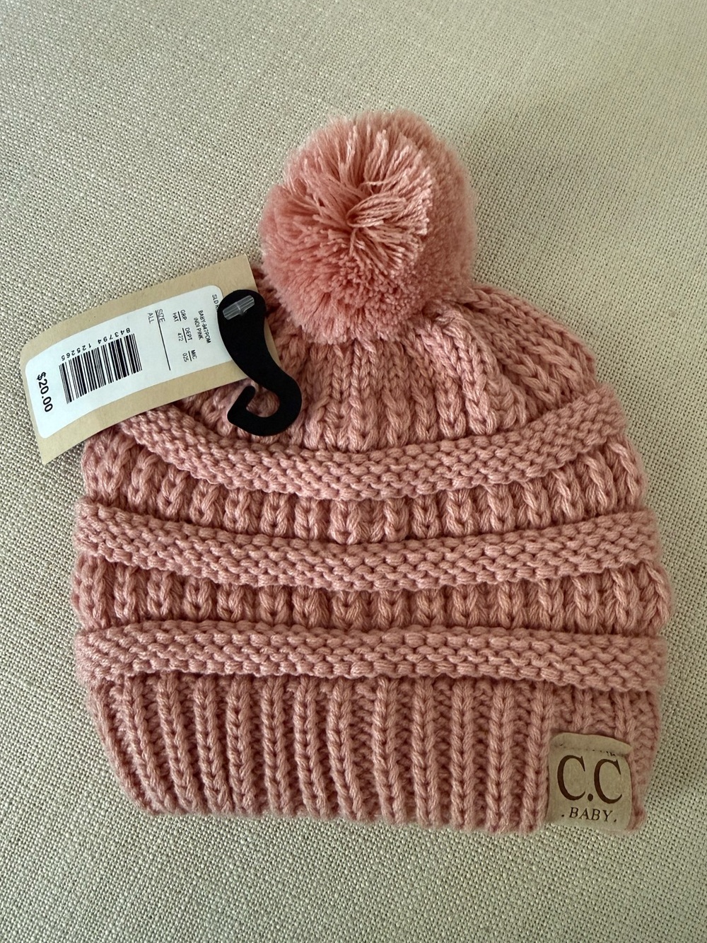 NEW BABY C.C Beanie INDI PINK pom ribbed knit winter hat cap fall snow cute NWT